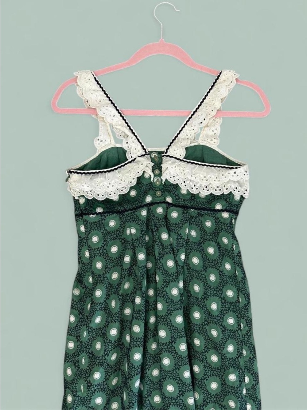 Y2K Juicy Couture Green Eyelet Lace Maxi Dress - Picture 5 of 7